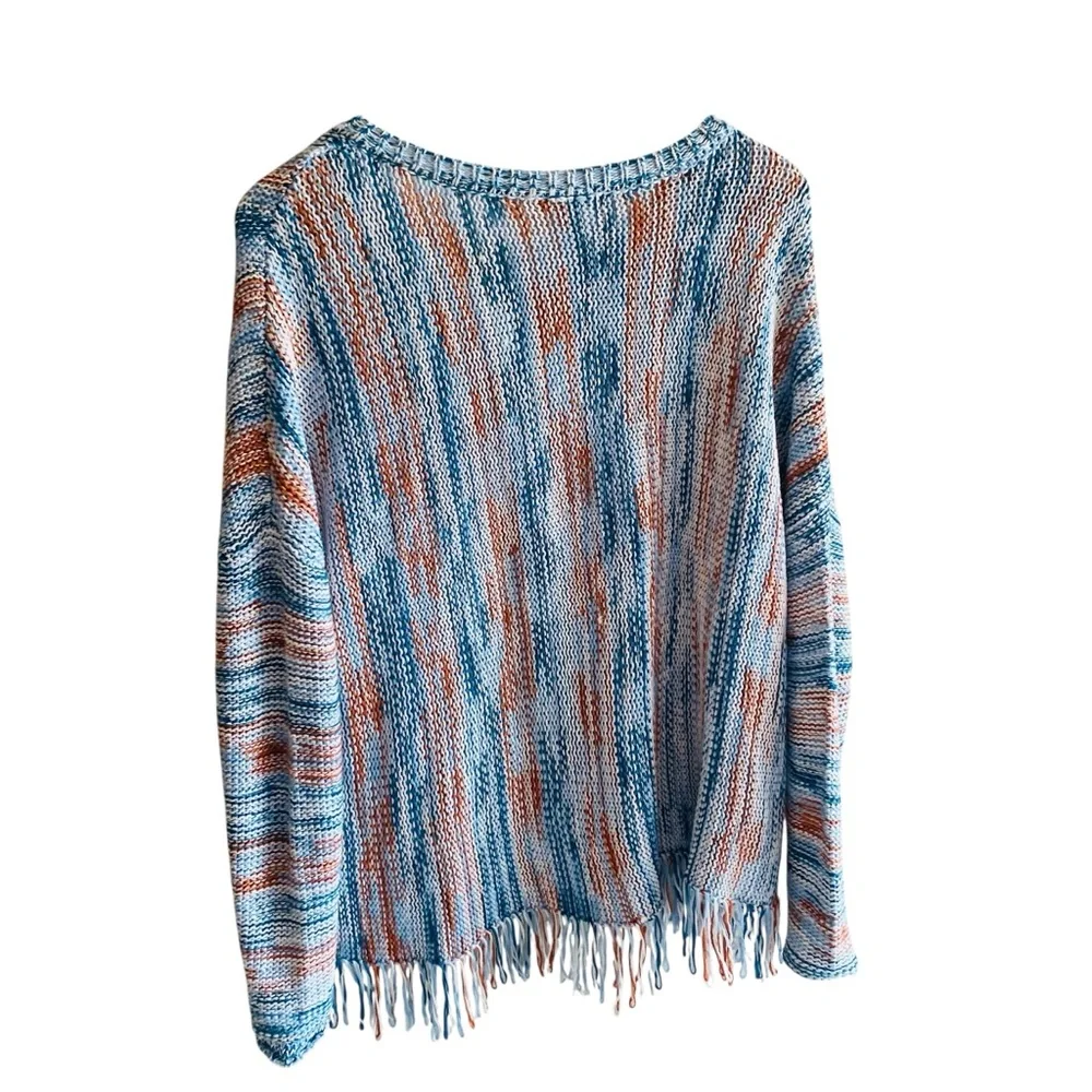 Denim & Co. Women's Top Sweater Sz XS Canyon Retreat Drop Shoulder Blue - Picture 3 of 7